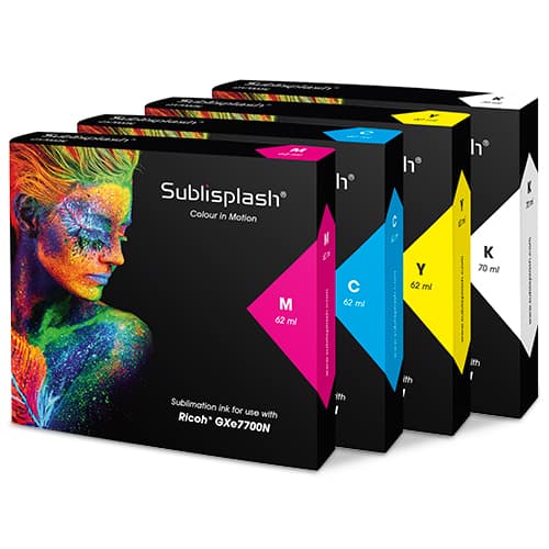 Sublisplash® Ricoh GX e7700N nyomtatóhoz, 62/70 ml-es patronok, különböző színek