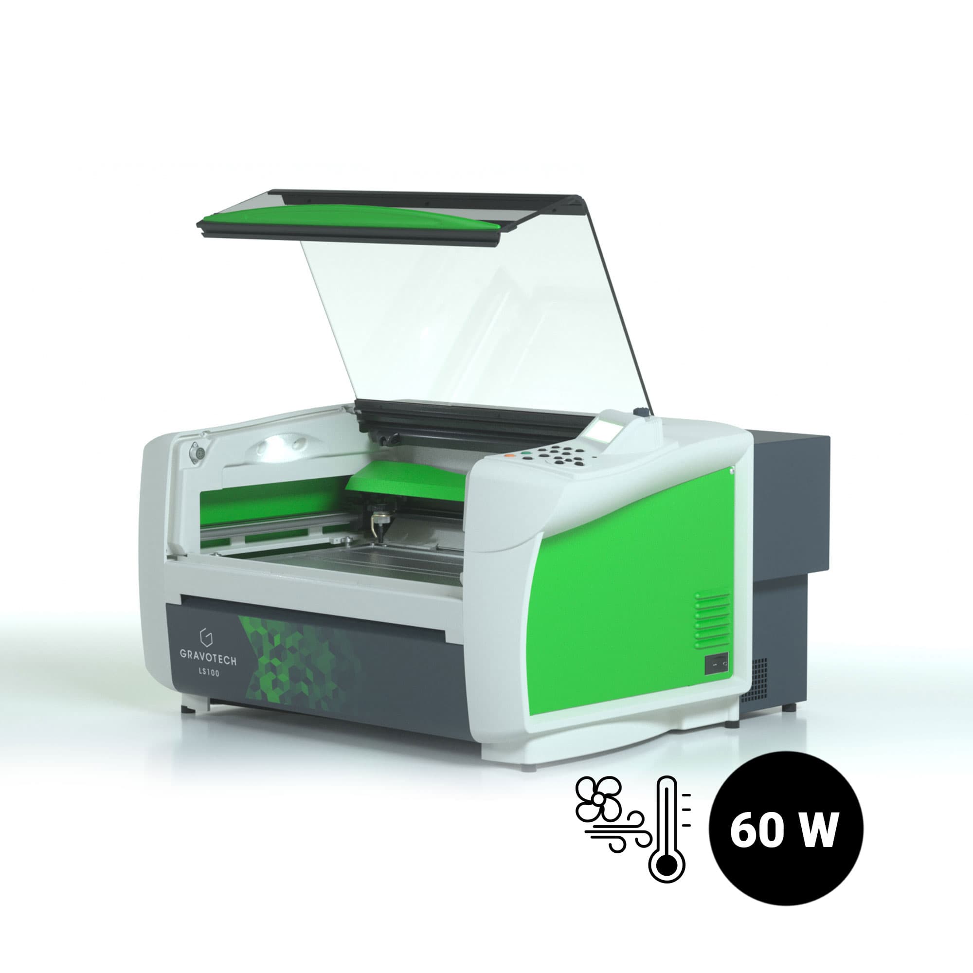 Gravotech LS100 CO2 lézergravírozó, 60 wattos CO2 lézer léghűtéssel
