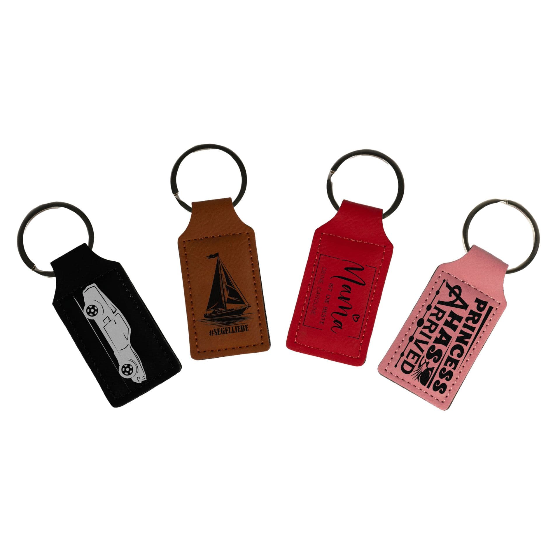 Lézeres kulcstartó, téglalap alakú, műbőrből, 35 x 68 mm, különböző színekben