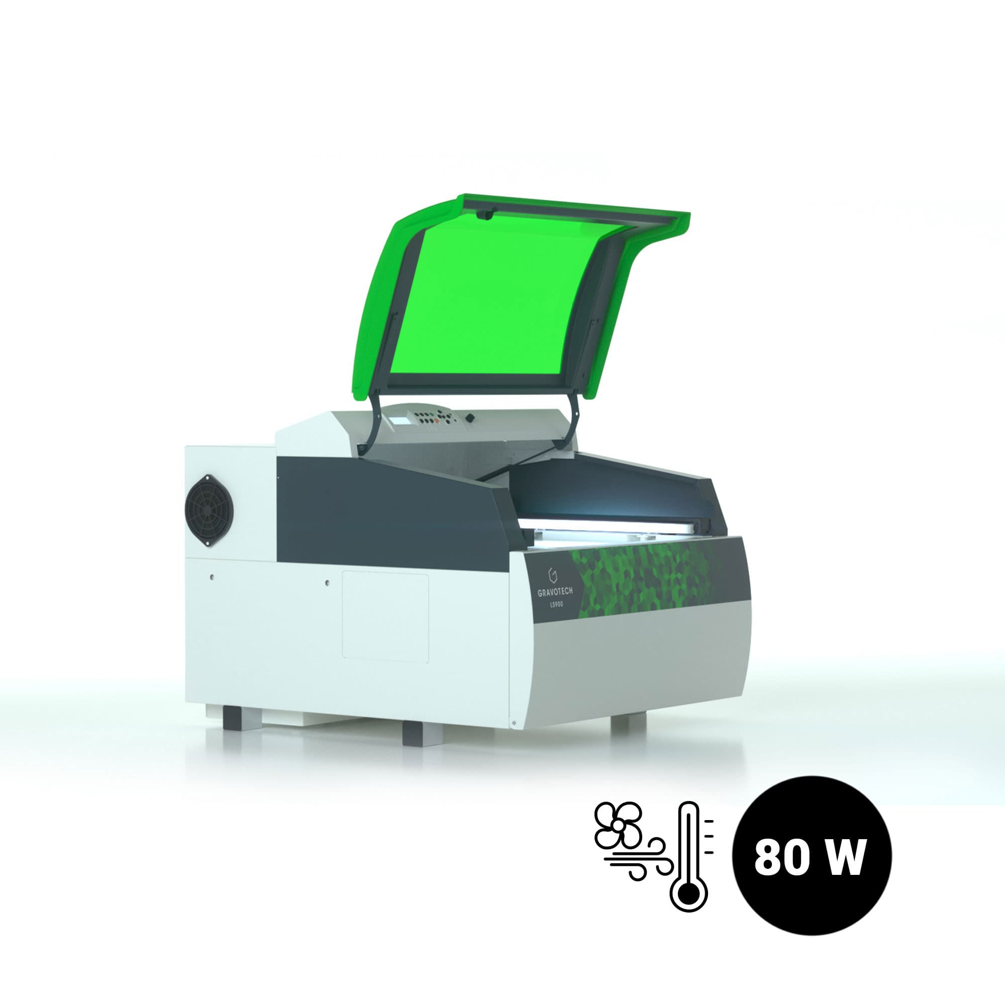 Gravotech LS900 CO2 lézergravírozó, 80 wattos CO2 lézer léghűtéssel