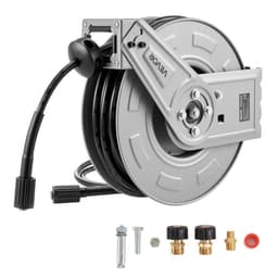 Magasnyomású mosó tömlődob, 19,8 m x 6,4 mm, behúzható, nagy teherbírású acél mosó tömlődob, max. 3200 PSI, automatikus visszatekercselés, rugalmas falra/padlóra szerelhető, autómosáshoz, kerthez, padlótisztításhoz - miniatúra 2