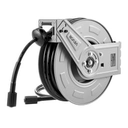 Magasnyomású mosó tömlődob, 19,8 m x 6,4 mm, behúzható, nagy teherbírású acél mosó tömlődob, max. 3200 PSI, automatikus visszatekercselés, rugalmas falra/padlóra szerelhető, autómosáshoz, kerthez, padlótisztításhoz - miniatúra 12