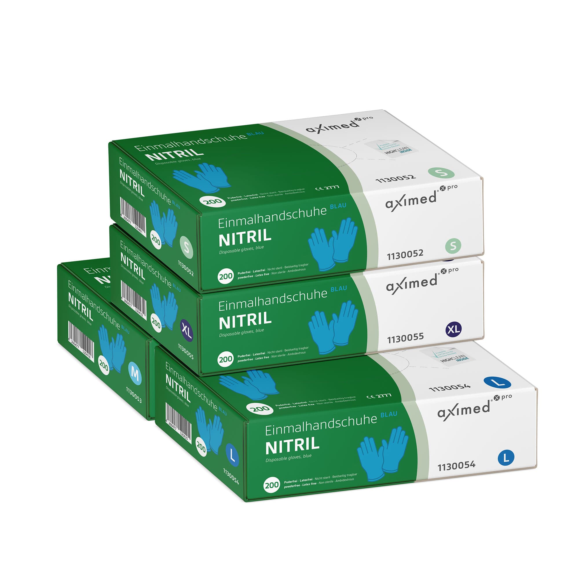 Nitril kesztyűk adagolódobozban, különböző méretekben, 200 db/csomag