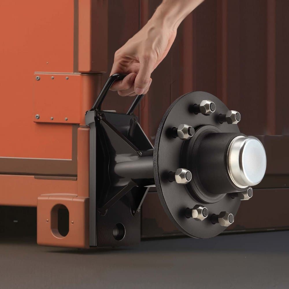 Szállítókonténer kerekek, 8-bütyökes kerékkészlet, nagy teherbírású szállítókonténer tengely racsnis rögzítéssel - 6-12 m mozgatás, biztonságos szállítás dokkokhoz, raktárakhoz, építkezésekhez, fekete