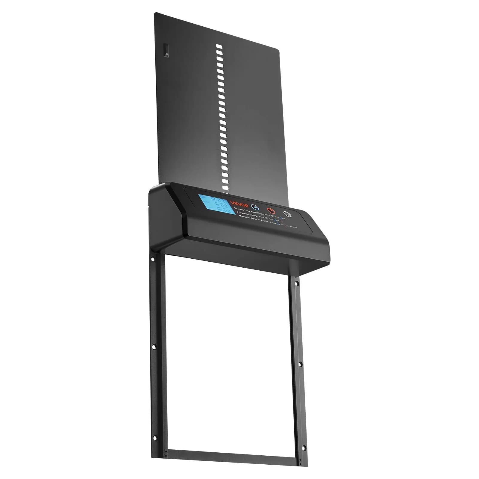 Automatikus csirkeólajtó, elemes csirkeólajtó időzítővel és kézi beállítással, becsípődésgátló biztonság, tartós alumíniumötvözet, automatikus csirkefuttató kapunyitó vízálló tömítéssel, fekete