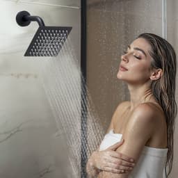 Zuhanycsaptelep szett, 305 mm-es termosztatikus mennyezeti esőztető zuhanyrendszer 152 mm-es fali fejjel és 2 az 1-ben kézi zuhanyfejjel, 3 funkciós dupla esőztető fejjel, sárgaréz szeleppel és díszléckészlettel, matt fekete - miniatúra 5