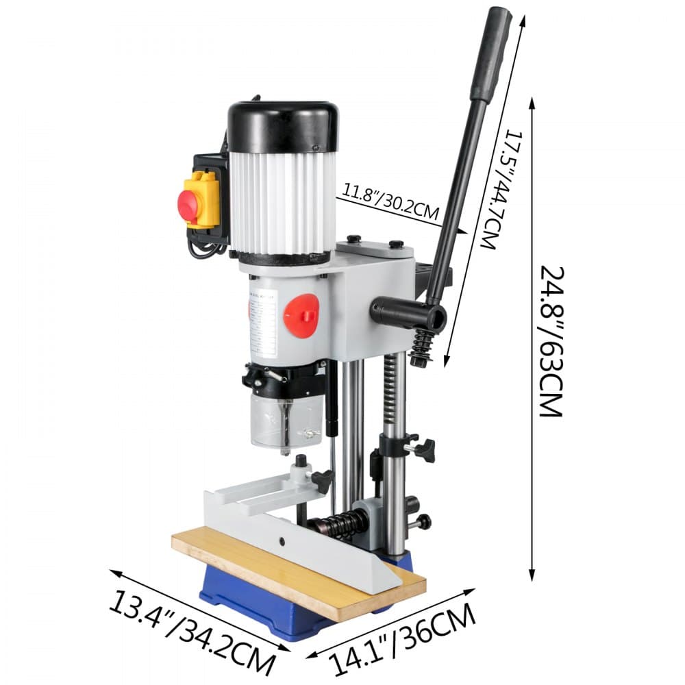Asztali fúrógép 1/2 LE 1400RPM Asztali fúrógépek 60 font súlyú asztali fúrógép 13 mm-es tokmánykapacitás fém belső köszörüléséhez, fúráshoz, vágáshoz, fa fúrófejekhez