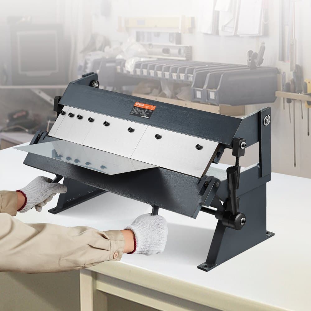 Doboz- és serpenyőfék, 24 hüvelykes, 0-130 fokos lemezhajlító fék, hordozható fémhajlító 20-as méretű, alacsony széntartalmú acél és 14-es méretű alumínium hajlítási kapacitással, 5 állítható ujjal fémhajlításhoz