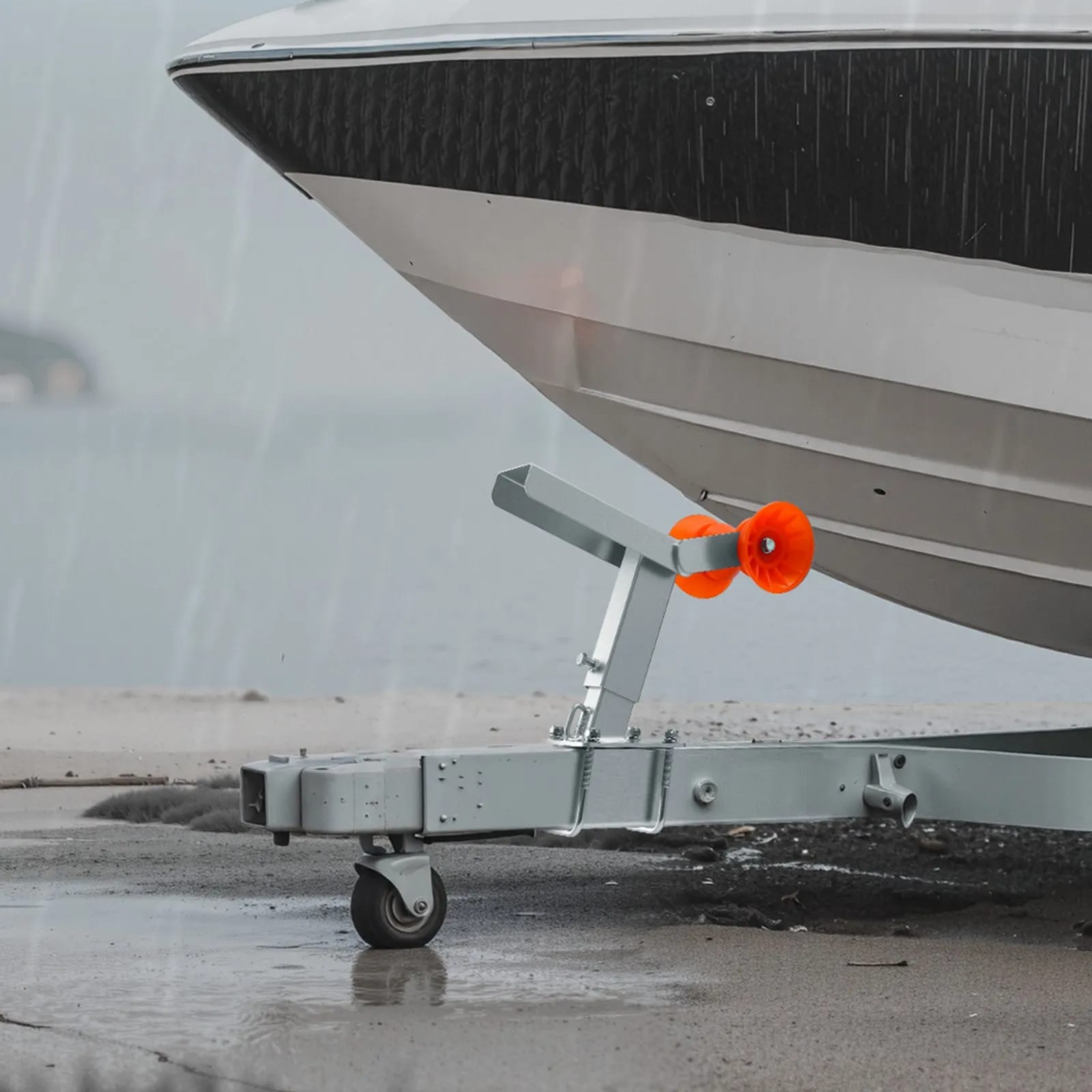 Hajóutánfutó csörlőállvány görgővel, állítható magasságú hajócsörlő-tartóval