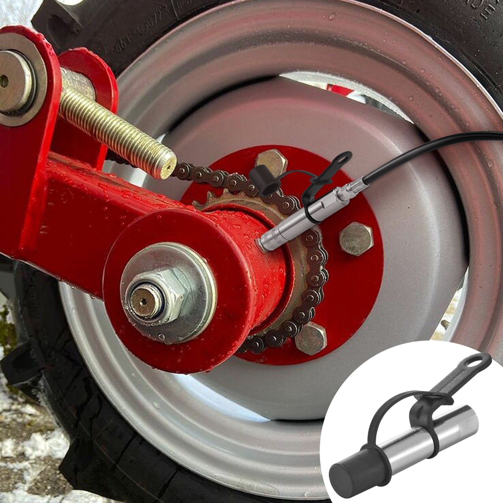 Zsírzópisztoly csatlakozó 2 db, 10000 PSI nagynyomású, 3 pofás reteszelő, gyors kioldású zsírzópisztoly hegy tömlővel/Zerk csatlakozókkal, tisztító/szivárgásmentes kupakkal, kompatibilis minden 1/8" NPT csatlakozóval ellátott zsírzópisztolyhoz