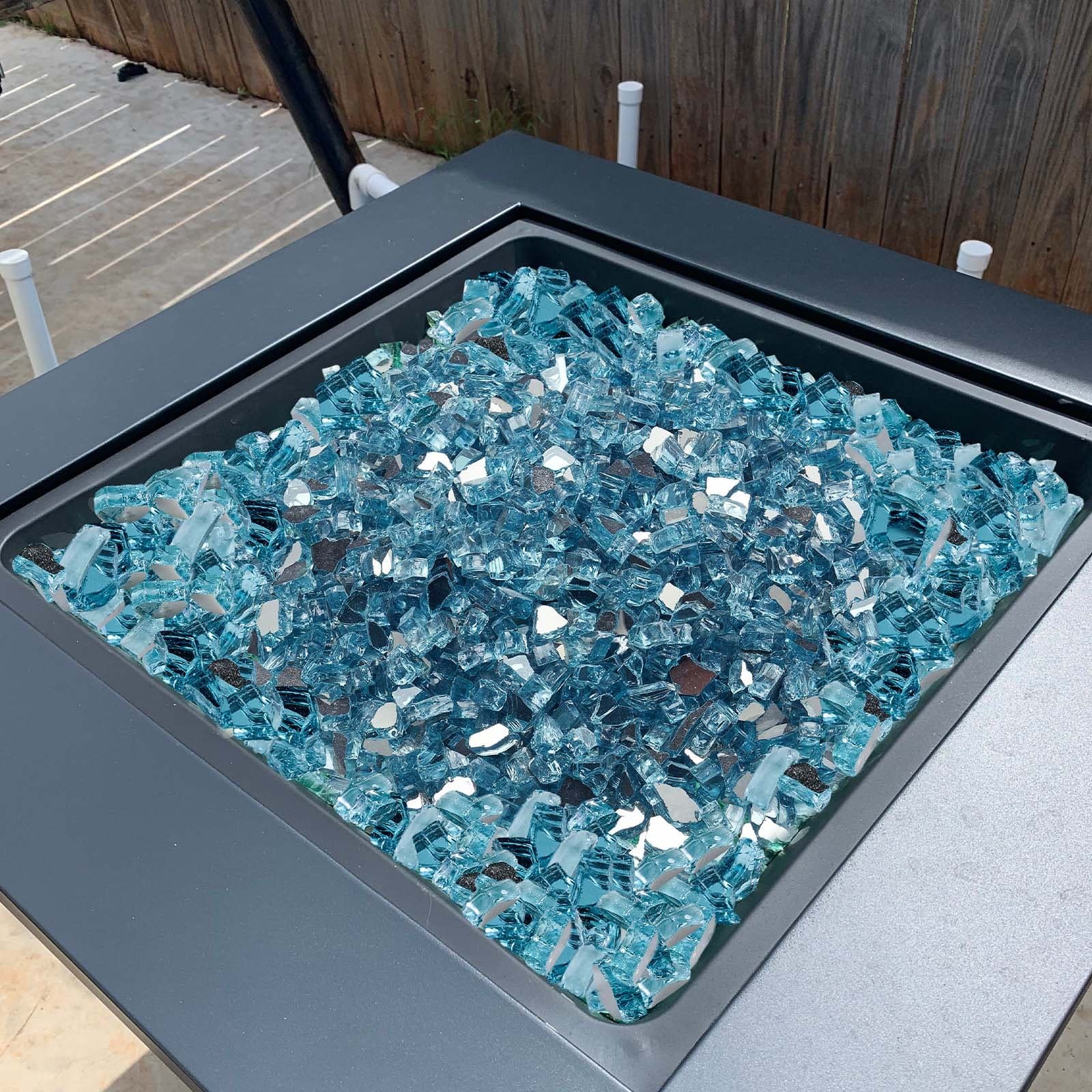 20 fontos, 1/2 hüvelykes kandallóüveg kövek tűzrakóhelyhez, Aqua Blue