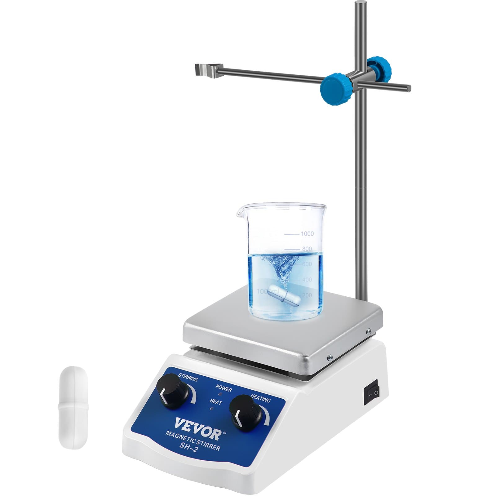 SH-2 mágneses keverő, laboratóriumi mágneses keverő, melegítőlap, 2000 ml-es keverőkapacitás, fűtőlap, fűtőkeverő, digitális kijelző