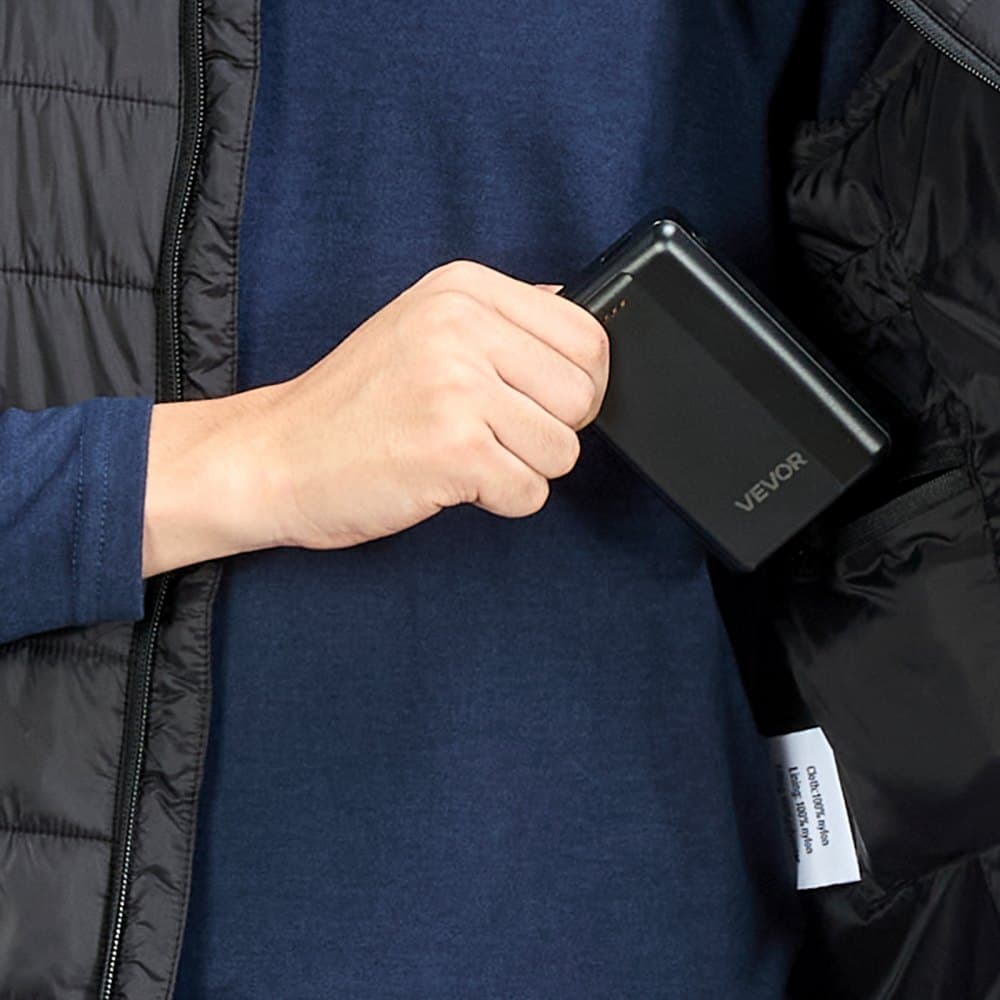 Fűthető mellény, férfi elektromos fűthető mellény 16000 mAh akkumulátorral, 8 fűtési zónával, könnyű, újratölthető téli mellény 3 szinttel, kültéri túrázáshoz, kempingezéshez, horgászathoz, síeléshez, XL méret