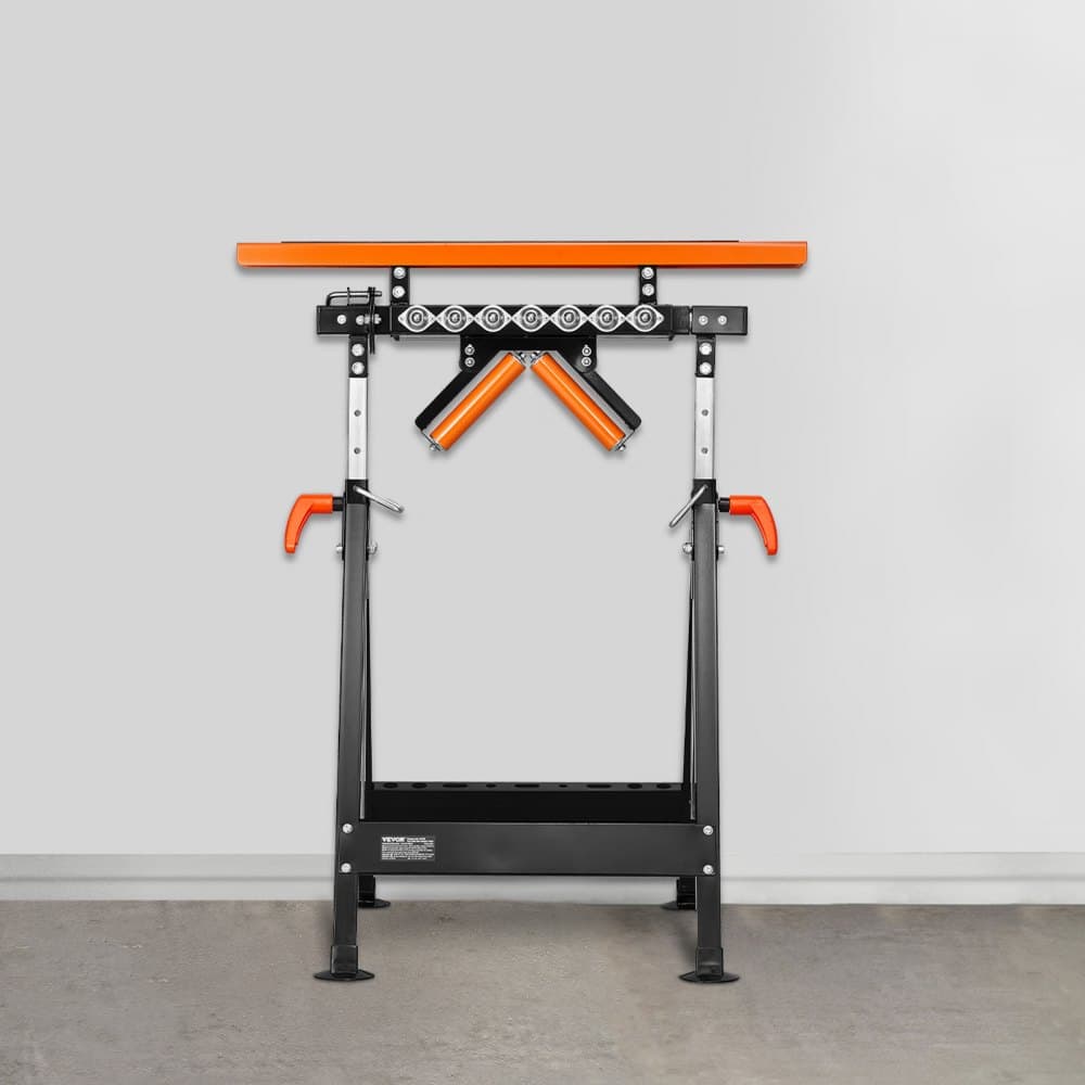 4 az 1-ben görgős állvány, 200 kg teherbírás, 84-127 cm állítható magasságú, összecsukható, nagy teherbírású, fogasléces és polírozott, többirányú görgőfejjel, asztali körfűrész kiadó famegmunkáló hosszabbító tartóhoz